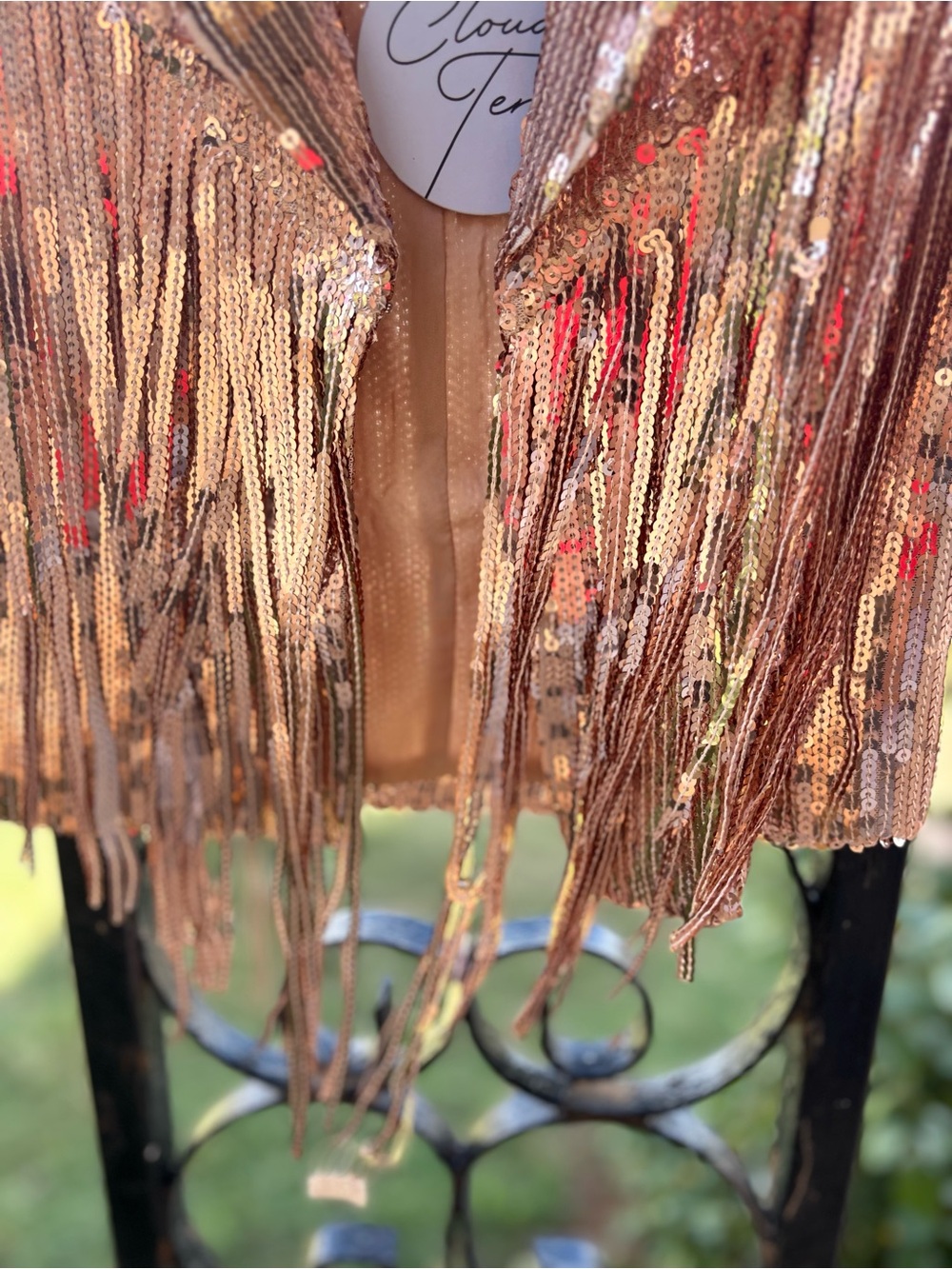 Cloud Ten Gold Sequin Fringe Vest - Picture 3 of 4